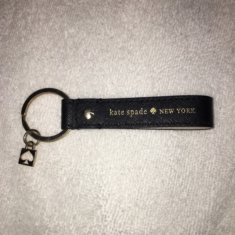 Kate Spade Black Leather Keychain Fob